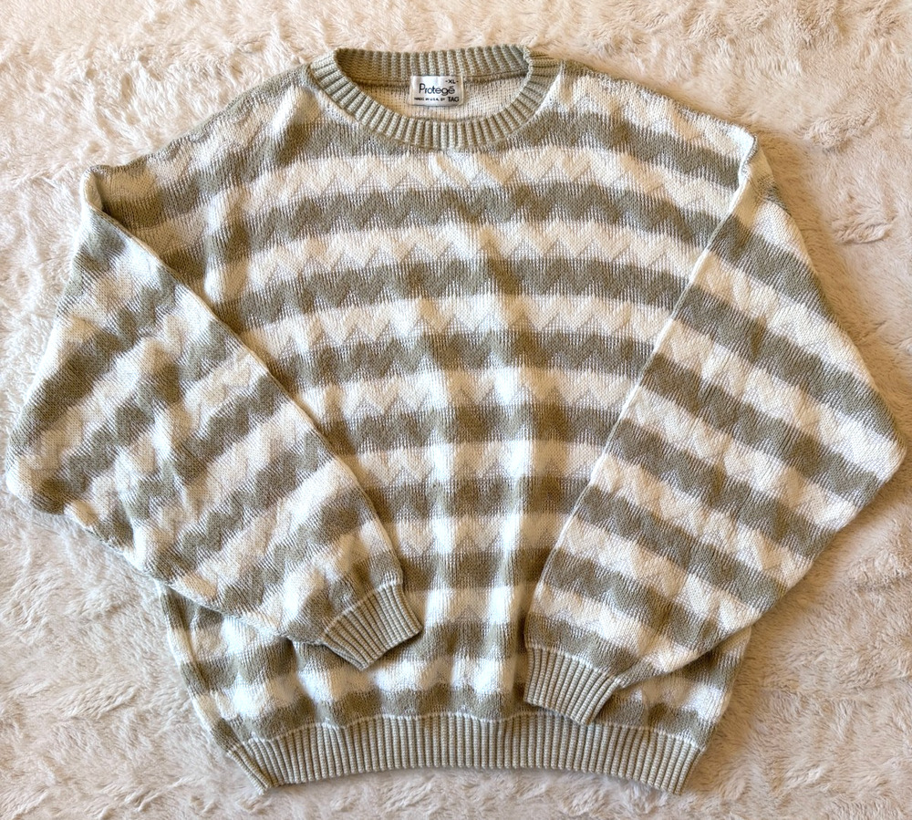 Vintage Protege Men's XL Sweater Made in USA by TAG Striped Knit 90s